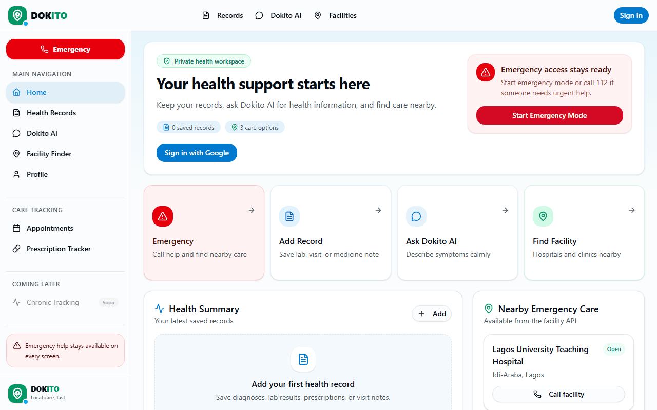 Dokito homepage